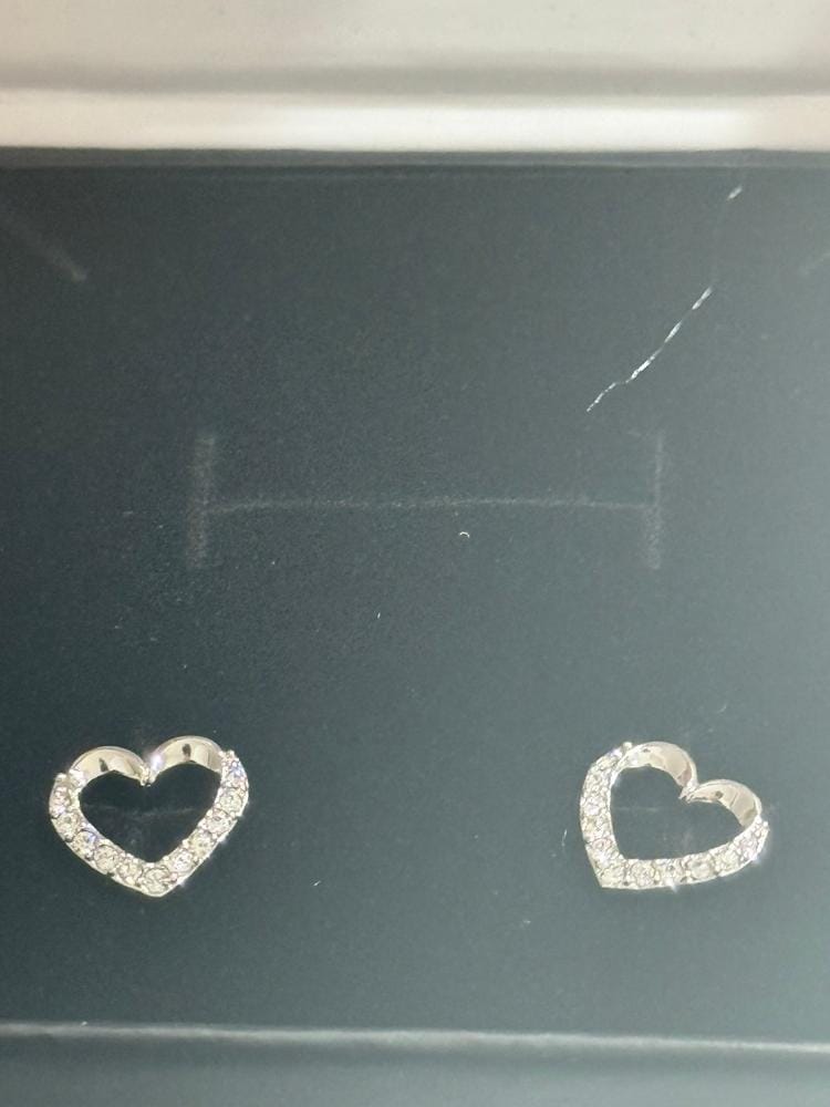 Customer photo review of Chelsea 18k White Gold Plated Silver Heart Stud Earrings with Swarovski Crystals