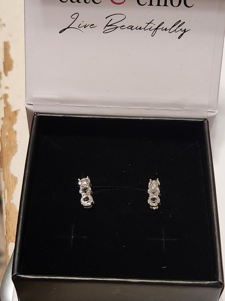 Customer photo review of Eliana 18k White Gold Plated Stud Earrings with Swarovski Crystals