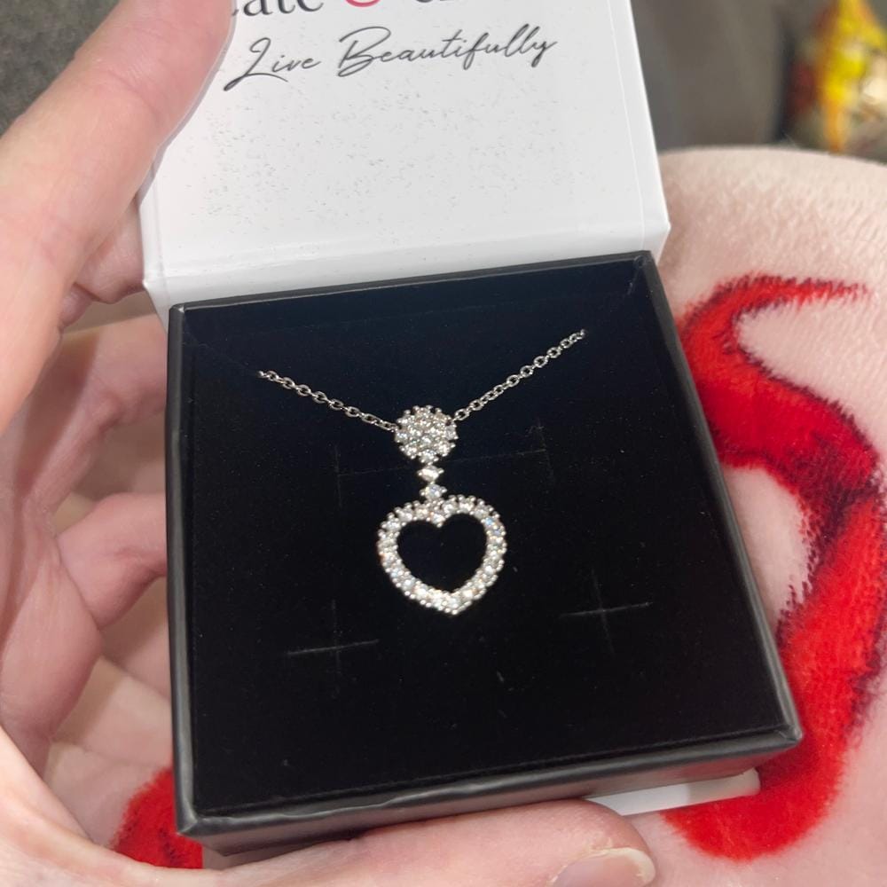 Customer photo review of Brynn 18k White Gold Plated Heart Pendant Necklace with Swarovski Crystals