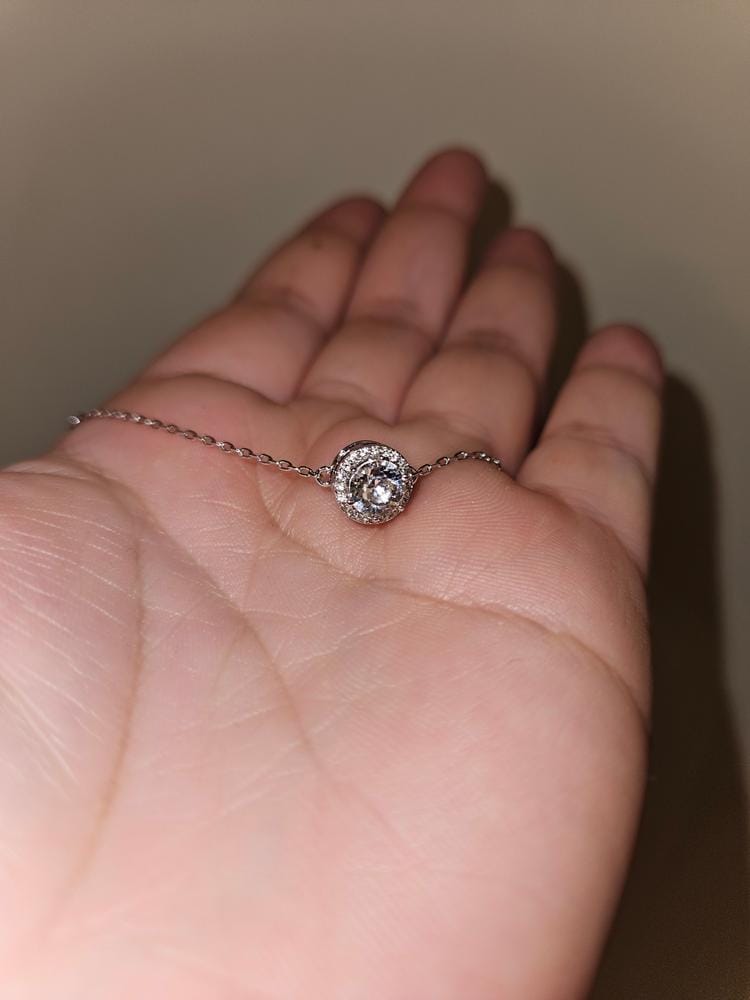 Customer photo review of Blake 18k White Gold Plated Halo Bracelet with Swarovski Crystals