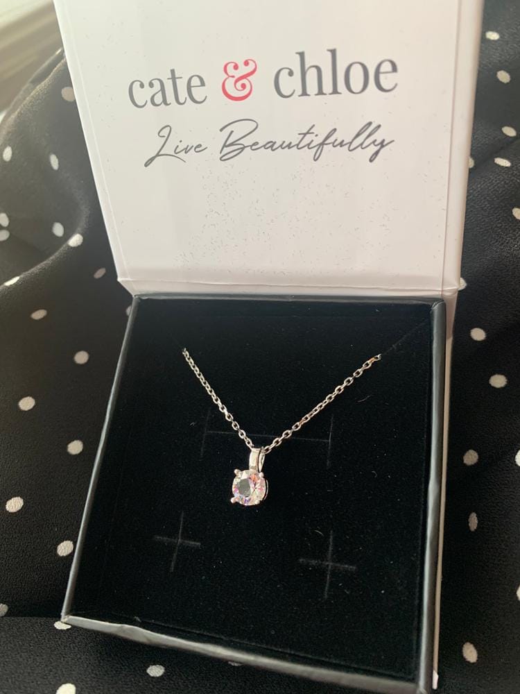 Customer photo review of Araylia 18k White Gold Plated Necklace with Solitaire Round Cut Swarovski Crystal