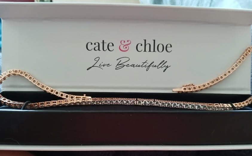 Customer photo review of Olivia 18k White Gold Plated Tennis Necklace with Simulated Diamond Crystals