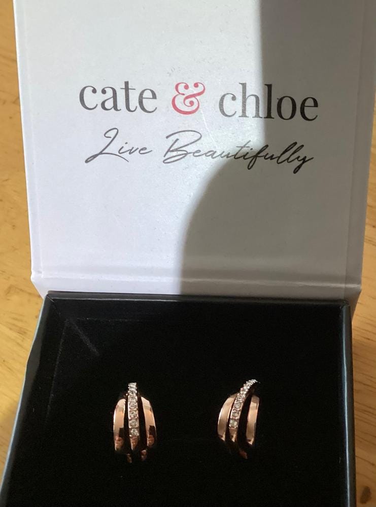 Customer photo review of Bella 18k White Gold Plated 17mm Hoop Earrings with Swarovski Crystals