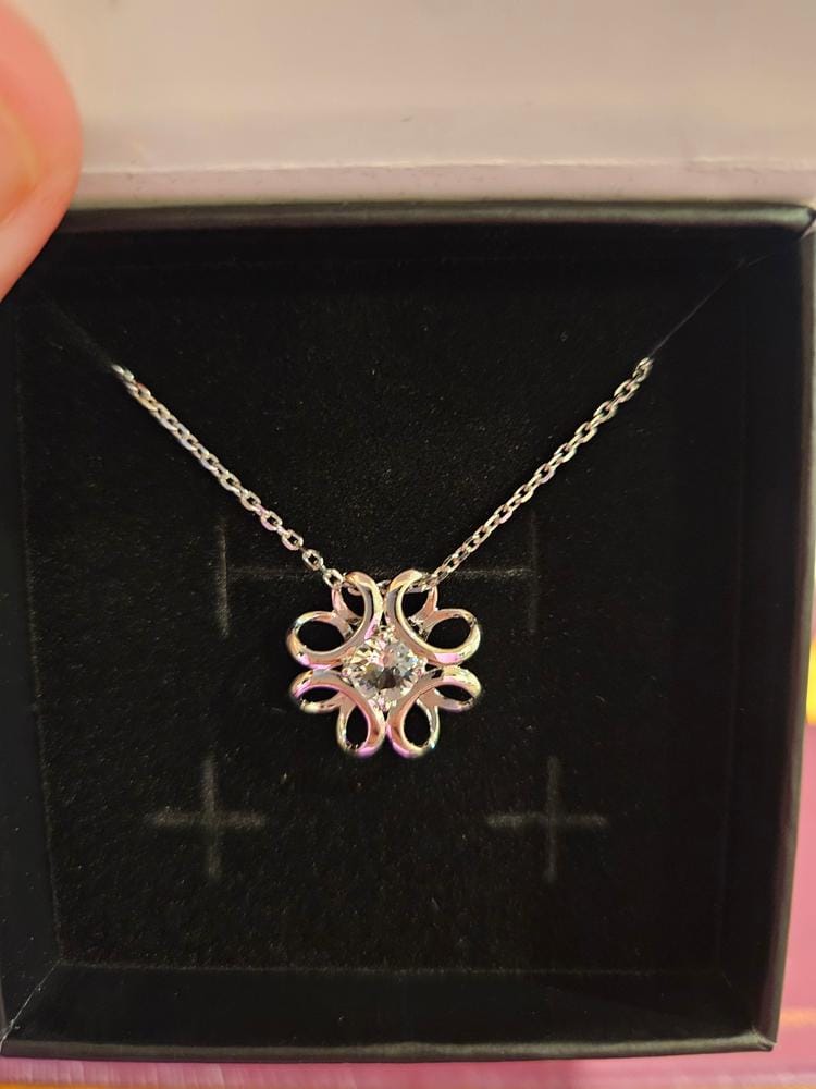Customer photo review of Alexis 18k White Gold Plated Flower Pendant Necklace with Swarovski Crystal