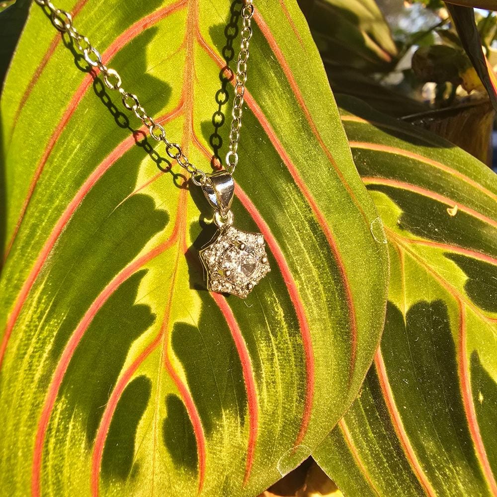 Customer photo review of Poppy 18k White Gold Plated Necklace with Simulated Diamond Crystals - Final Sale