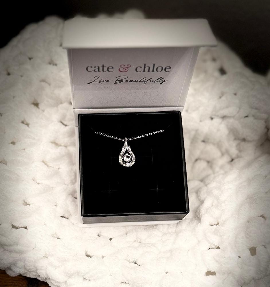 Customer photo review of Bernadette 18k White Gold Plated Tear drop Necklace with Swarovski Crystals