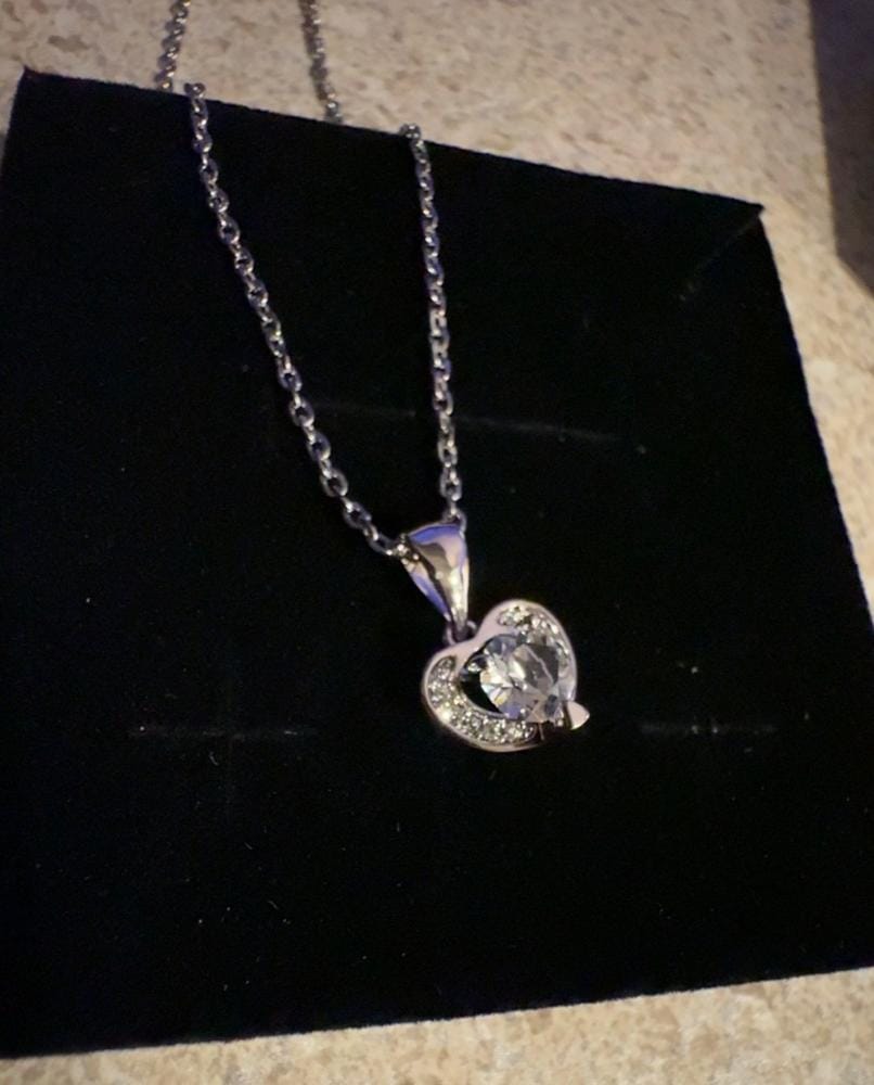 Customer photo review of Amberly 18k White Gold Plated Heart Pendant Necklace with Solitaire Round Cut Swarovski Crystals