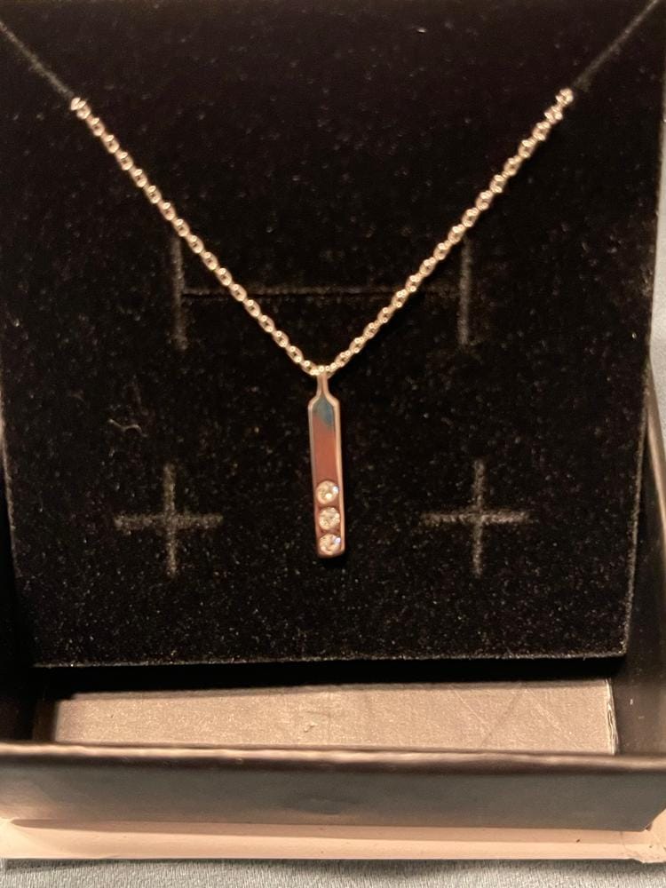 Customer photo review of Tessa 18k White Gold Plated Bar Necklace with Swarovski Crystals