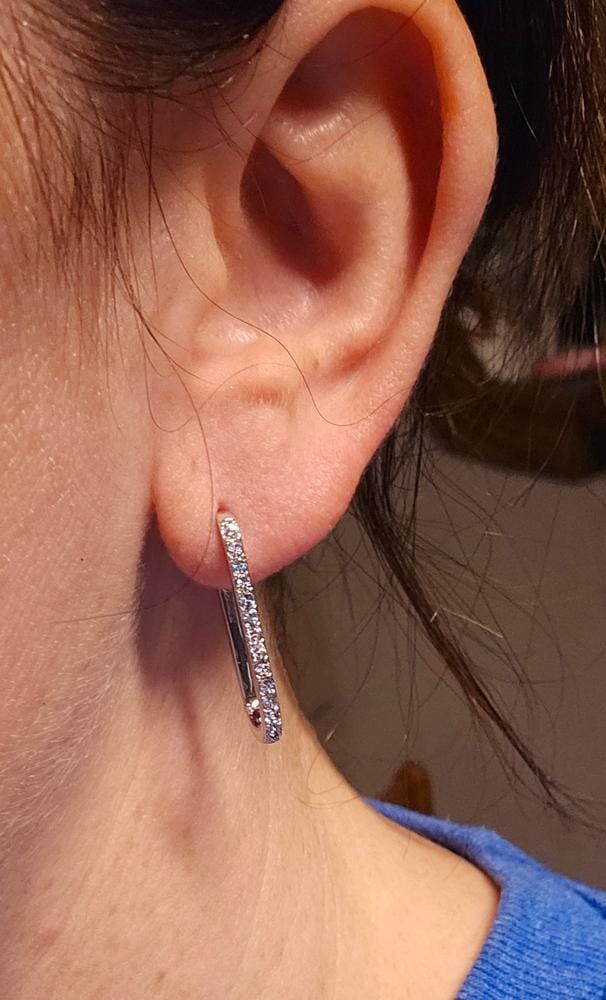Customer photo review of Nadia 18k White Gold Plated 24mm Hoop Earrings with Swarovski Crystals