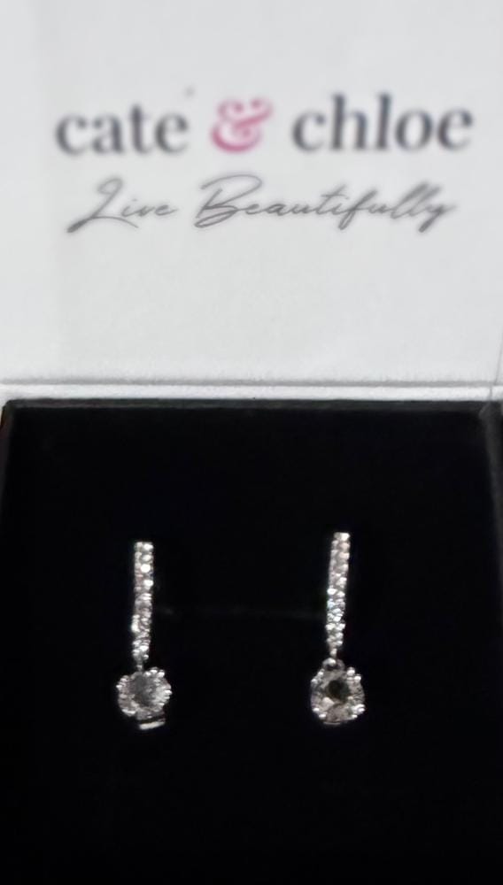 Customer photo review of McKenzie 18k White Gold Plated Drop Dangle Earrings with Swarovski Crystals