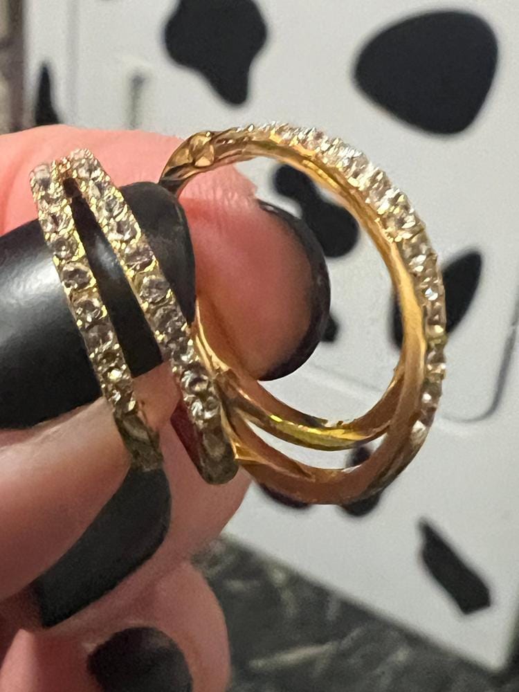 Customer photo review of Corina 18k White Gold Plated 20mm Hoop Earrings with Swarovski Crystals