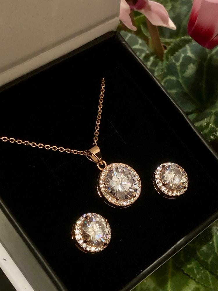 Customer photo review of Sophia 18k White Gold Plated Pendant Necklace with Simulated Diamond Crystals