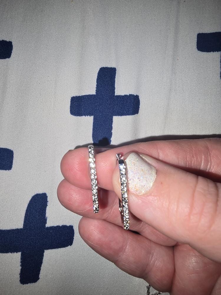 Customer photo review of Nadia 18k White Gold Plated 24mm Hoop Earrings with Swarovski Crystals
