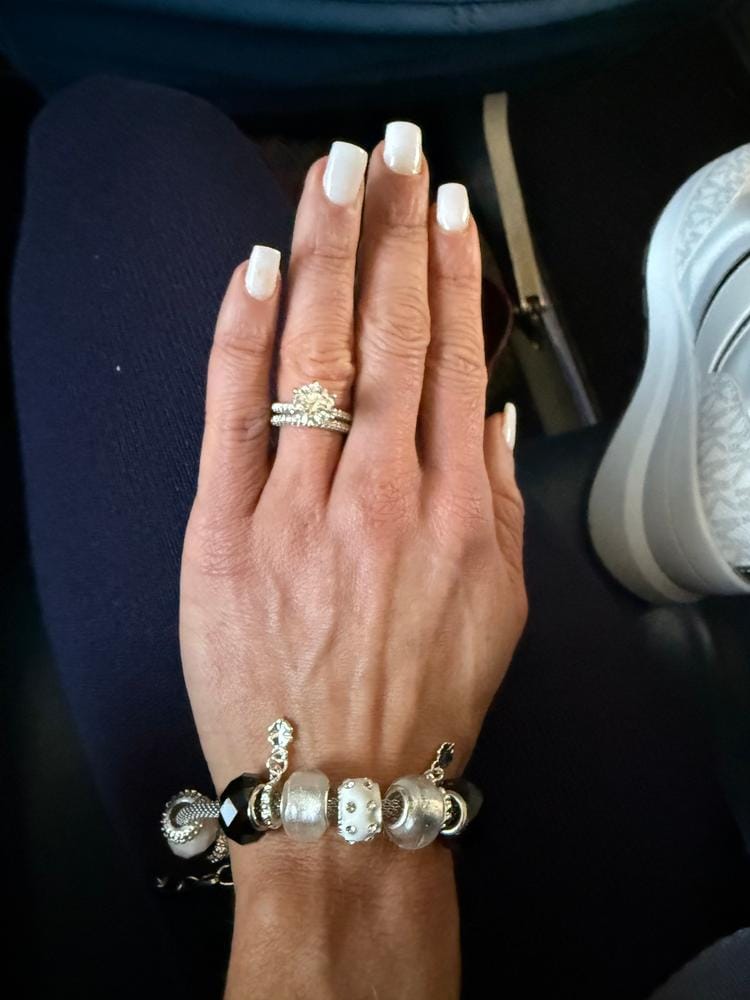 Customer photo review of Aurora 18k White Gold Plated Beaded Bracelet with Swarovski Crystals
