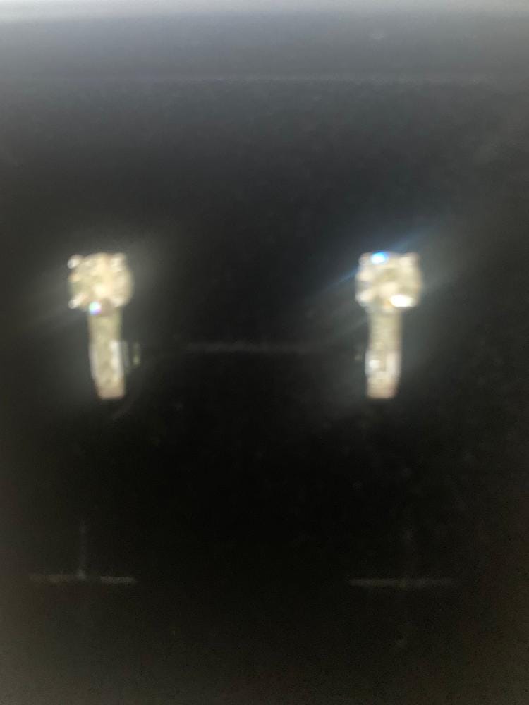 Customer photo review of Moissanite by Cate & Chloe Genesis 18k Gold Plated 925 Sterling Silver Stud Earrings 1.12tcw