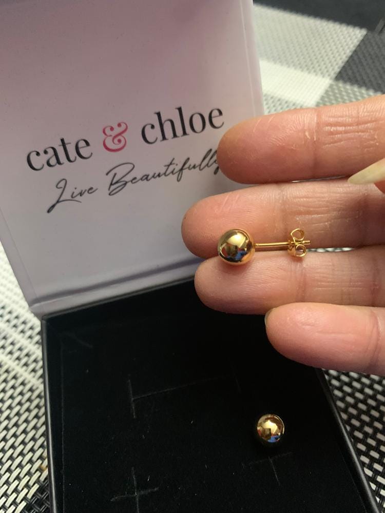 Customer photo review of Harper 18k White Gold Plated Ball Stud Earrings