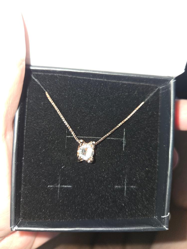 Customer photo review of Clara 18k White Gold Plated Pendant Necklace with Solitaire Round Cut Swarovski Crystal