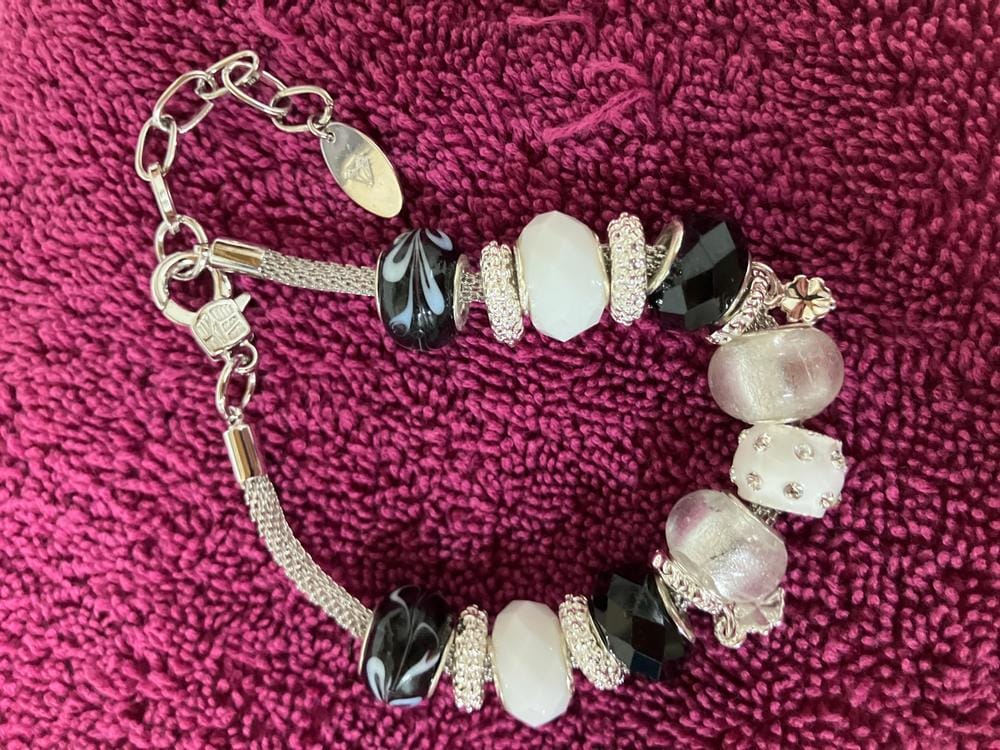 Customer photo review of Aurora 18k White Gold Plated Beaded Bracelet with Swarovski Crystals