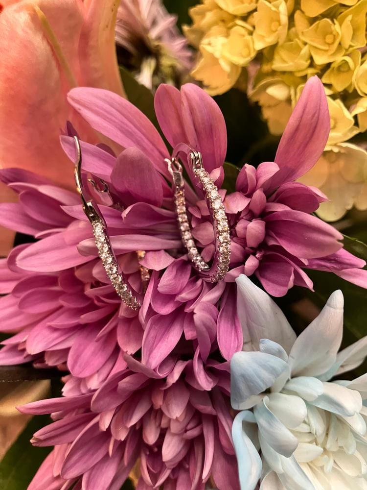 Customer photo review of Margot 18k White Gold Plated 24mm Hoop Earrings with Simulated Diamond Crystals