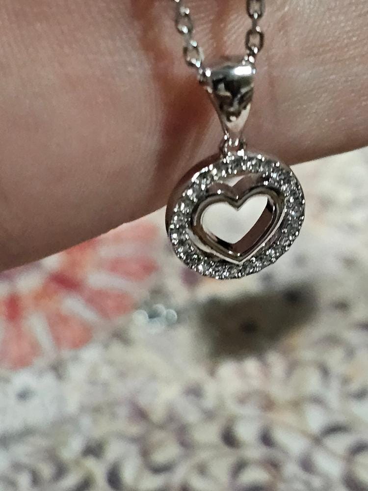 Customer photo review of Khaleesi 18k White Gold Plated Silver Heart Necklace with Swarovski Crystals
