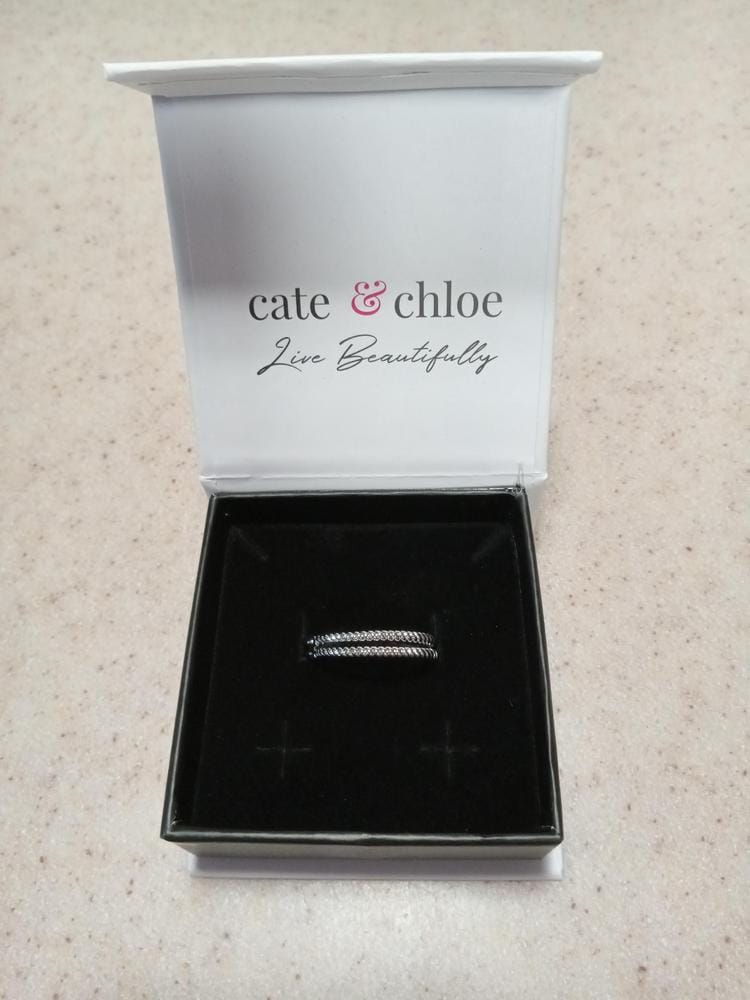 Customer photo review of Matilda 18k White Gold Plated 25mm Twisted Hoop Earrings