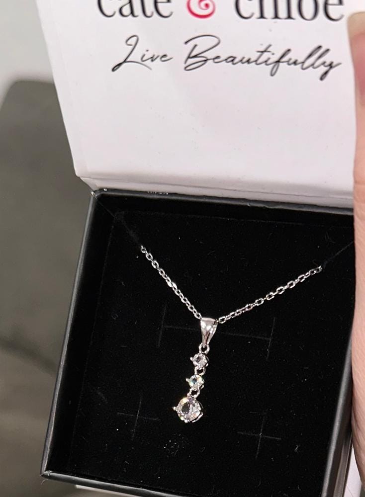 Customer photo review of Delilah 18k White Gold Plated Drop Pendant Necklace with Swarovski Crystals