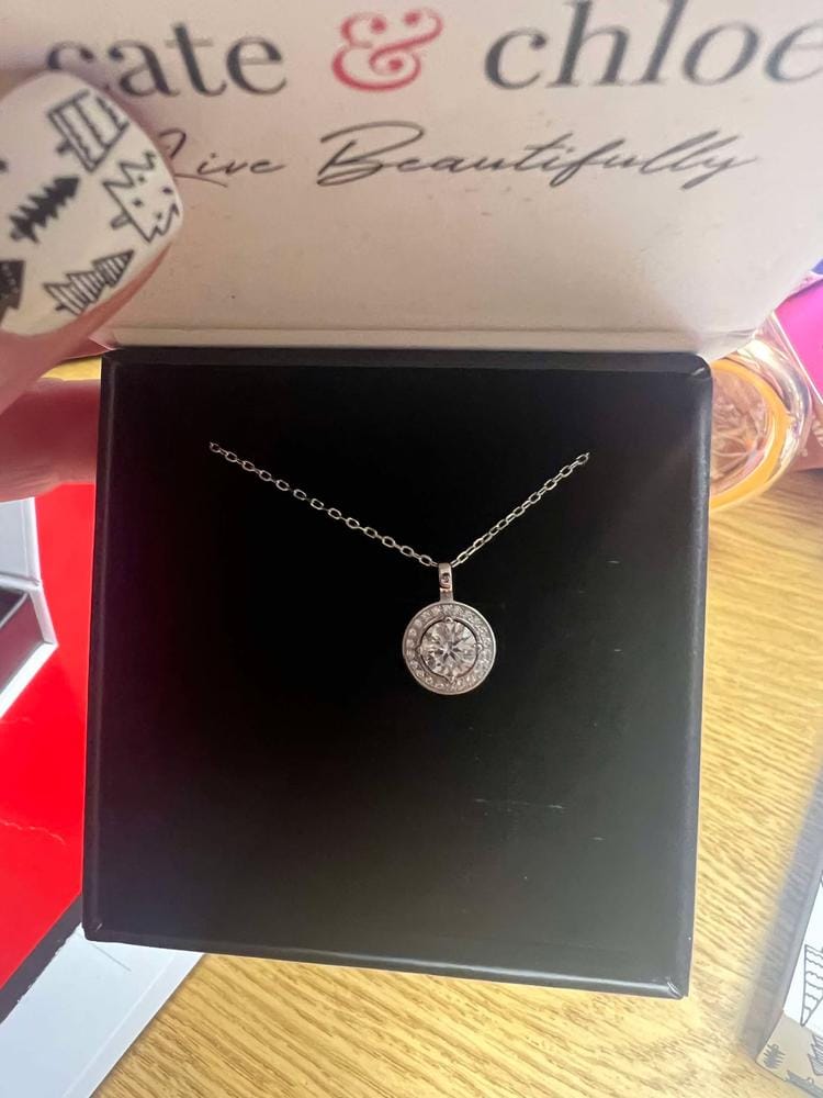 Customer photo review of Moissanite by Cate & Chloe Jordan 18k Gold Plated 925 Sterling Silver Necklace 0.95tcw
