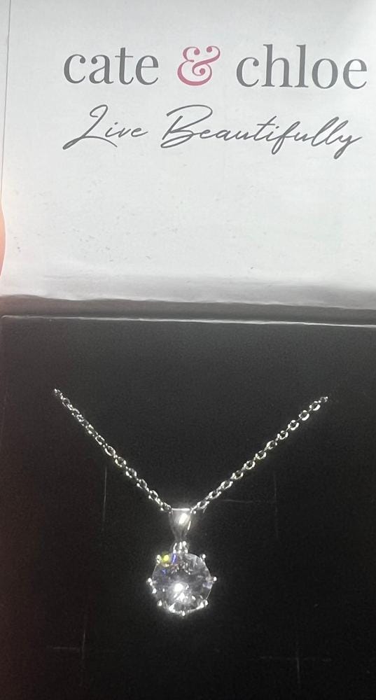 Customer photo review of Eden 18k White Gold Plated Pendant Necklace with Solitaire Round Cut Swarovski Crystal