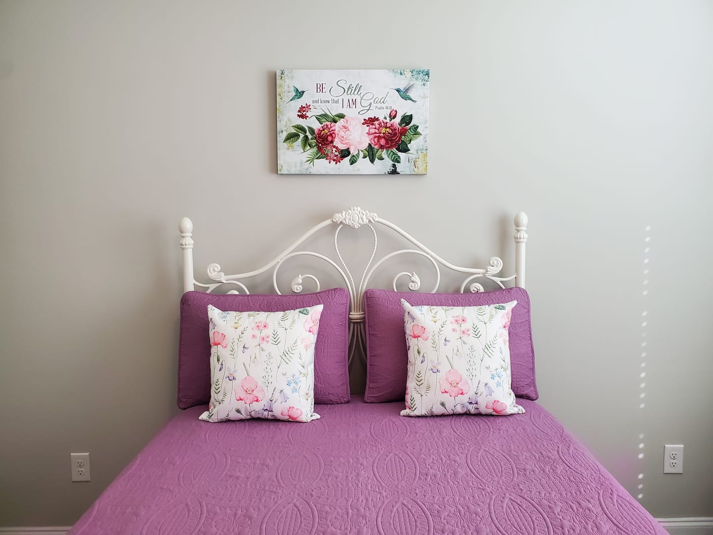 Customer photo review of Be Still and Know That I Am God, Vintage Flower Hummingbird, Wall art canvas