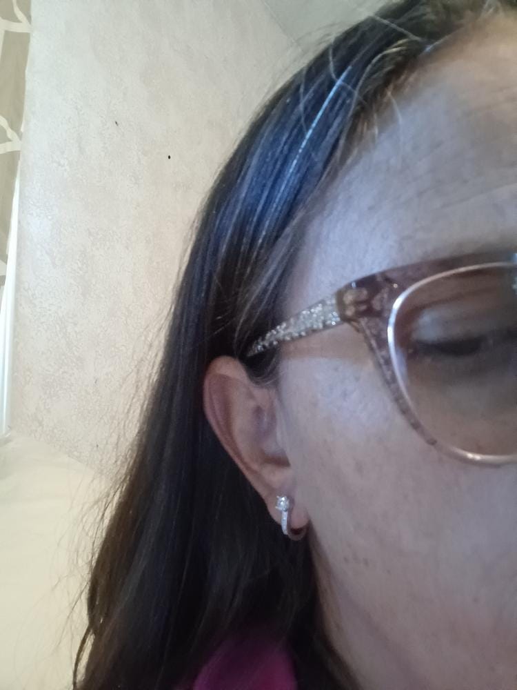 Customer photo review of Moissanite by Cate & Chloe Genesis 18k Gold Plated 925 Sterling Silver Stud Earrings 1.12tcw