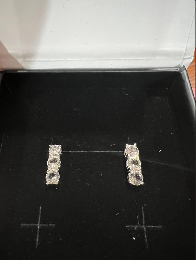 Customer photo review of Eliana 18k White Gold Plated Stud Earrings with Swarovski Crystals