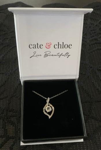 Customer photo review of Sabrina 18k White Gold Plated Pendant Necklace with Swarovski Crystals