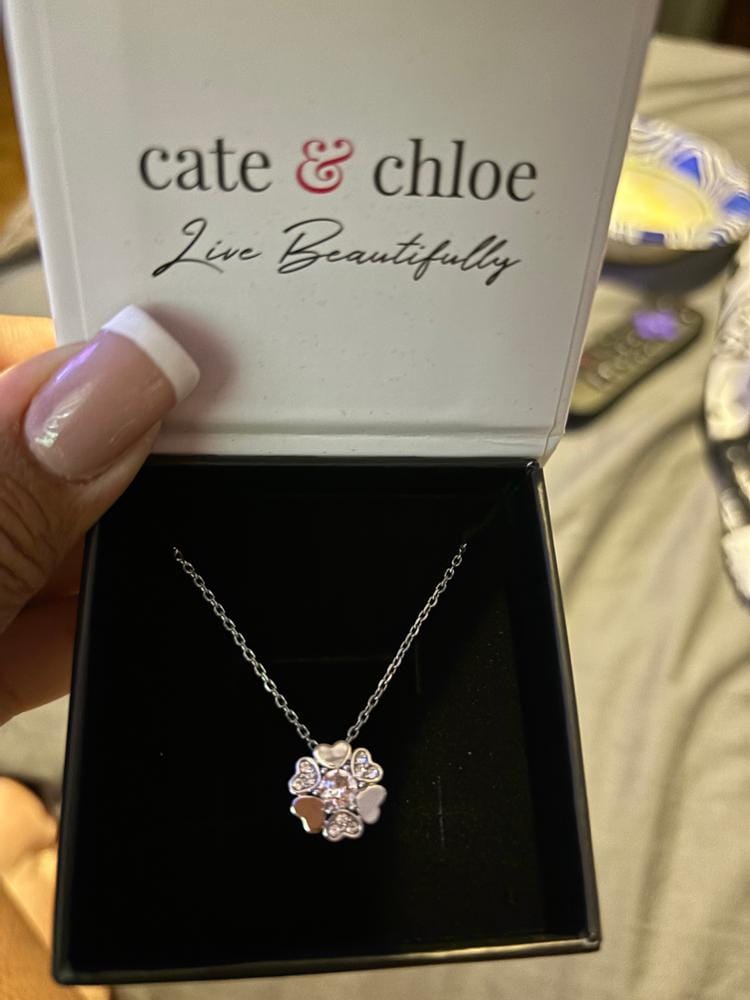Customer photo review of Khloe 18k White Gold Plated Flower Heart Necklace with Crystals