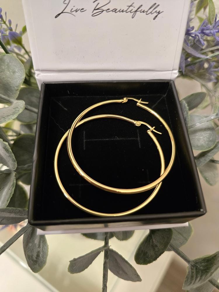 Customer photo review of Monica 18k White Gold Plated 10mm/40mm/50mm Hoop Earrings