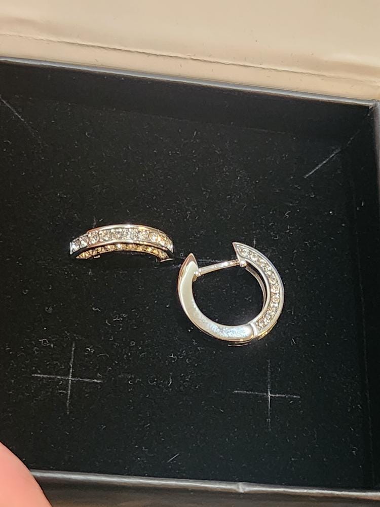 Customer photo review of Viviana 18k White Gold Plated 17mm Hoop Earrings with Swarovski Crystals