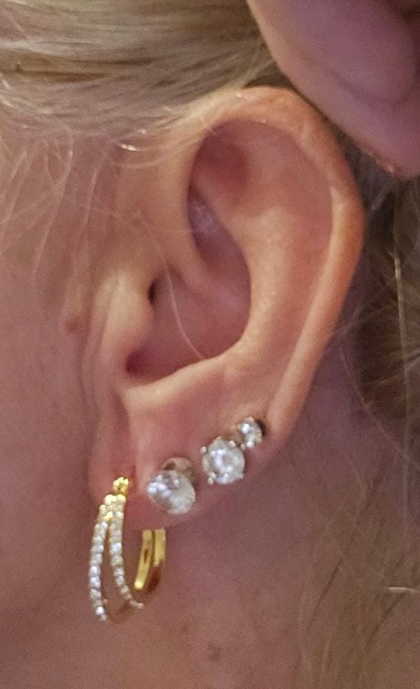 Customer photo review of Corina 18k White Gold Plated 20mm Hoop Earrings with Swarovski Crystals