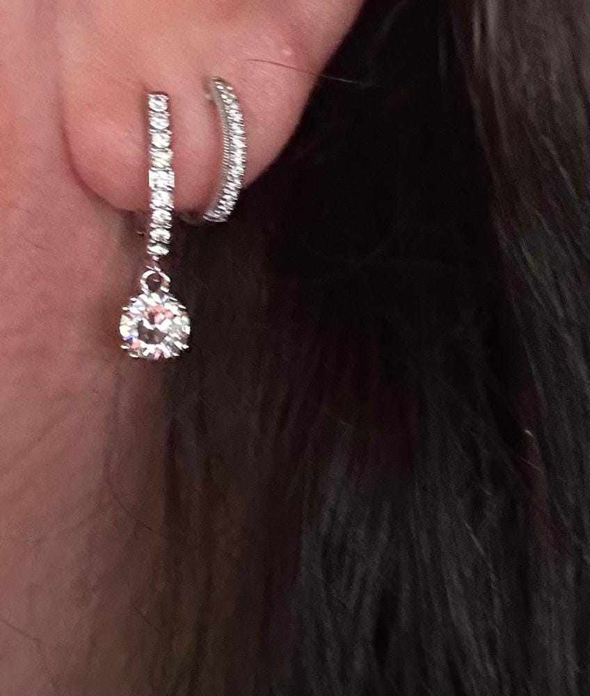 Customer photo review of McKenzie 18k White Gold Plated Drop Dangle Earrings with Swarovski Crystals