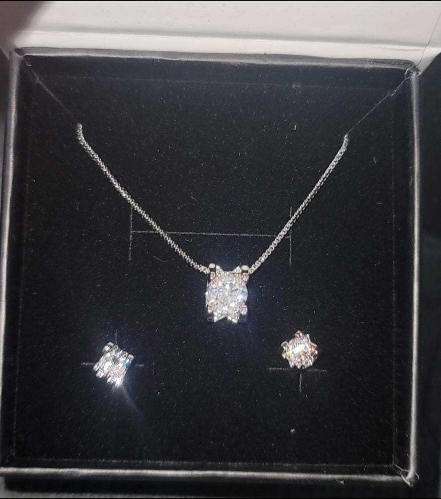 Customer photo review of Clara 18k White Gold Plated Pendant Necklace with Solitaire Round Cut Swarovski Crystal