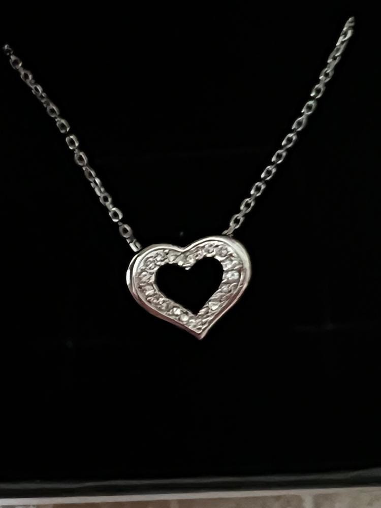 Customer photo review of Dominique 18k White Gold Plated Silver Necklace with Swarovski Crystals