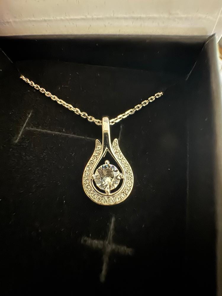 Customer photo review of Bernadette 18k White Gold Plated Tear drop Necklace with Swarovski Crystals