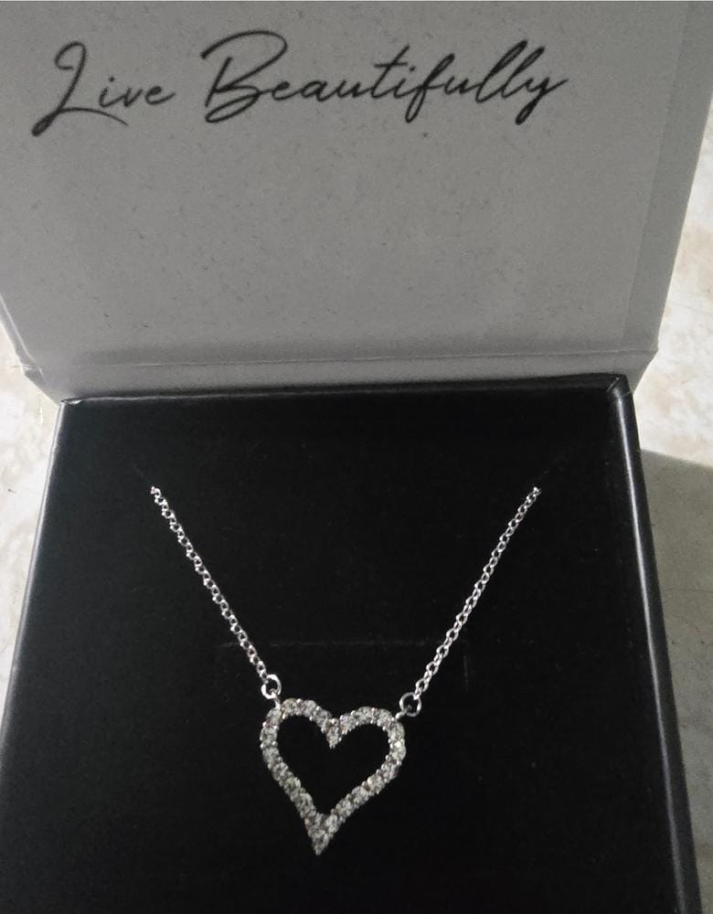 Customer photo review of Bristol 18k White Gold Plated Heart Necklace with Swarovski Crystals
