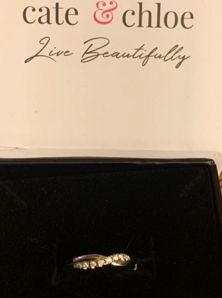 Customer photo review of Moissanite by Cate & Chloe Avery 0.21tcw Round Cut 925 Sterling Silver 18k White Gold Plated Wedding Band