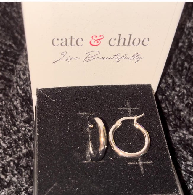 Customer photo review of Amy 18k White Gold Plated 20mm/30mm Hoop Earrings - Fab Fav Deals