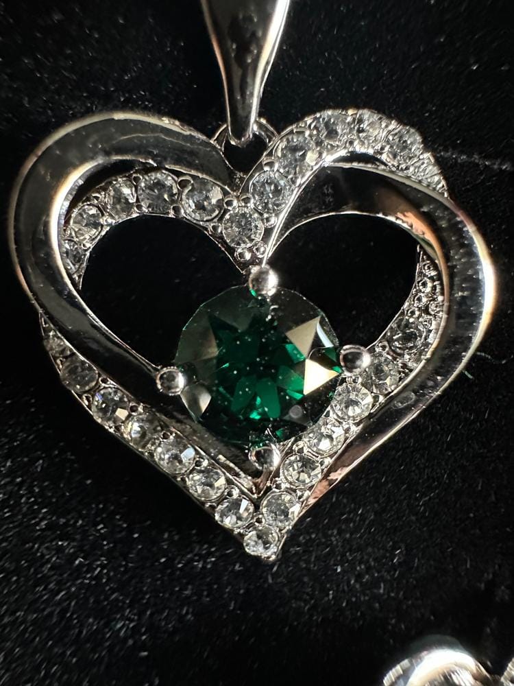 Customer photo review of Forever Birthstone 18k White Gold Plated Double Heart Necklace with Swarovski Crystals