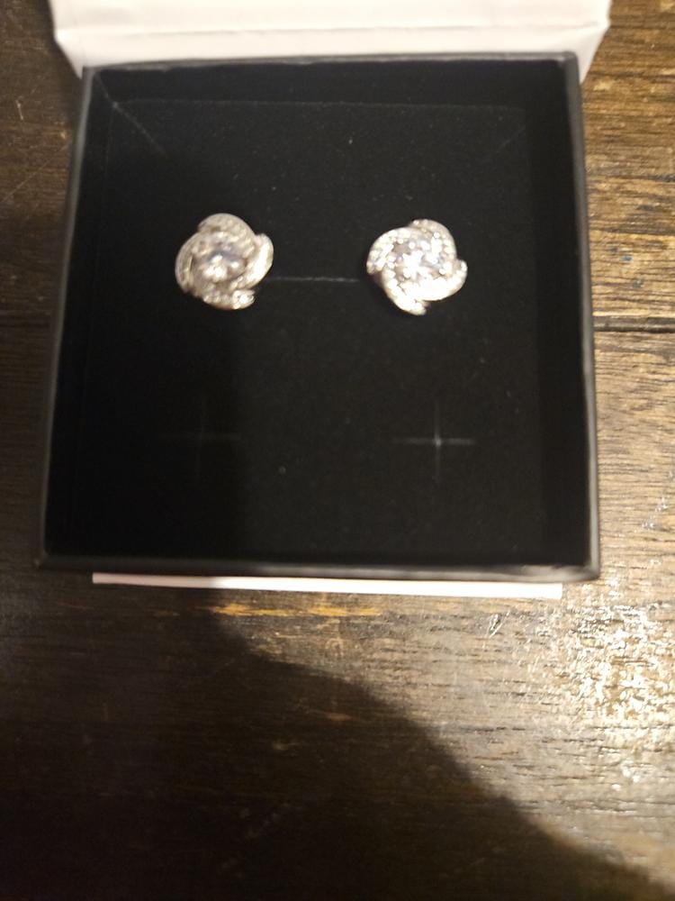 Customer photo review of Stella 18k White Gold Plated Stud Earrings with Simulated Diamond Crystals