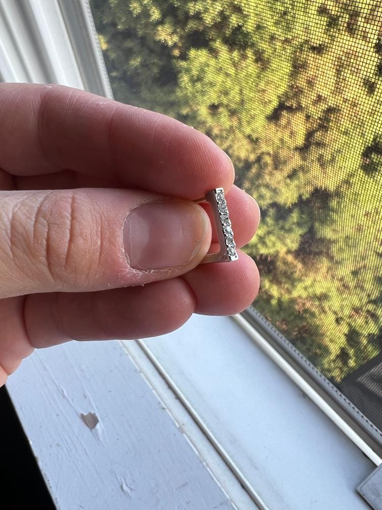 Customer photo review of Sydney 18k White Gold Plated 14mm Square Hoop Earrings with Swarovski Crystals