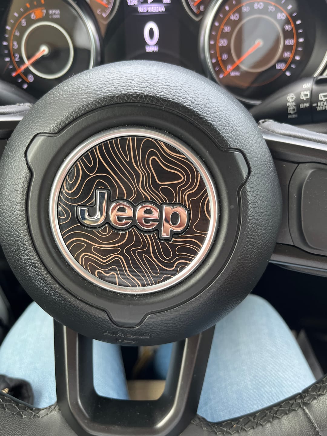 Customer photo review of Topographical Map Print Steering Wheel Decal for Jeep