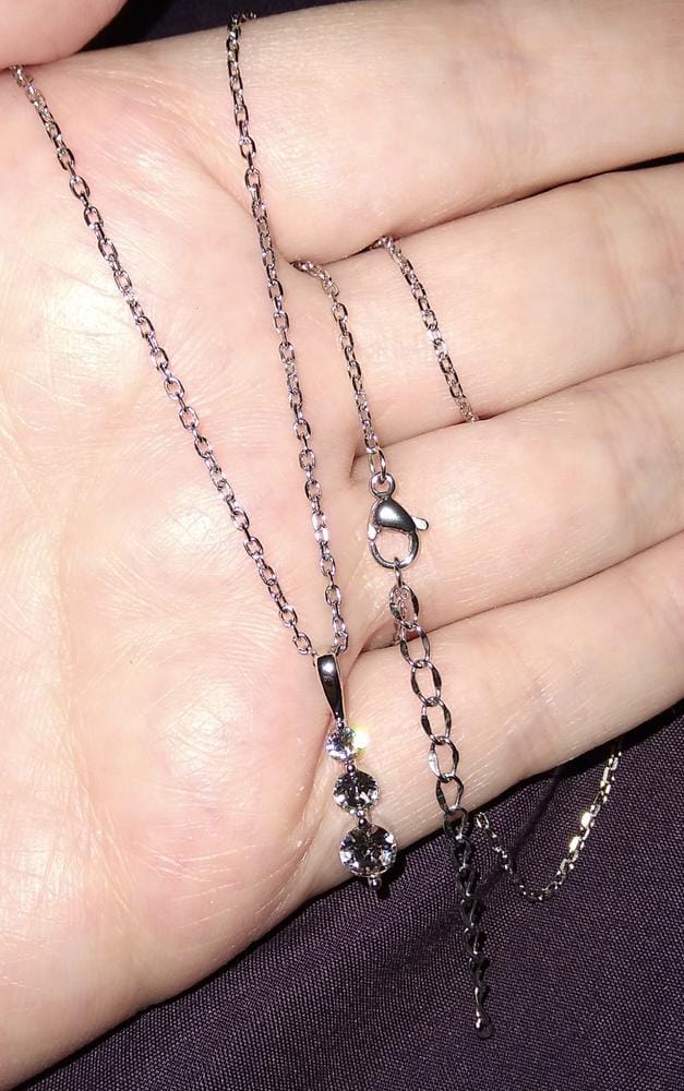 Customer photo review of Delilah 18k White Gold Plated Drop Pendant Necklace with Swarovski Crystals