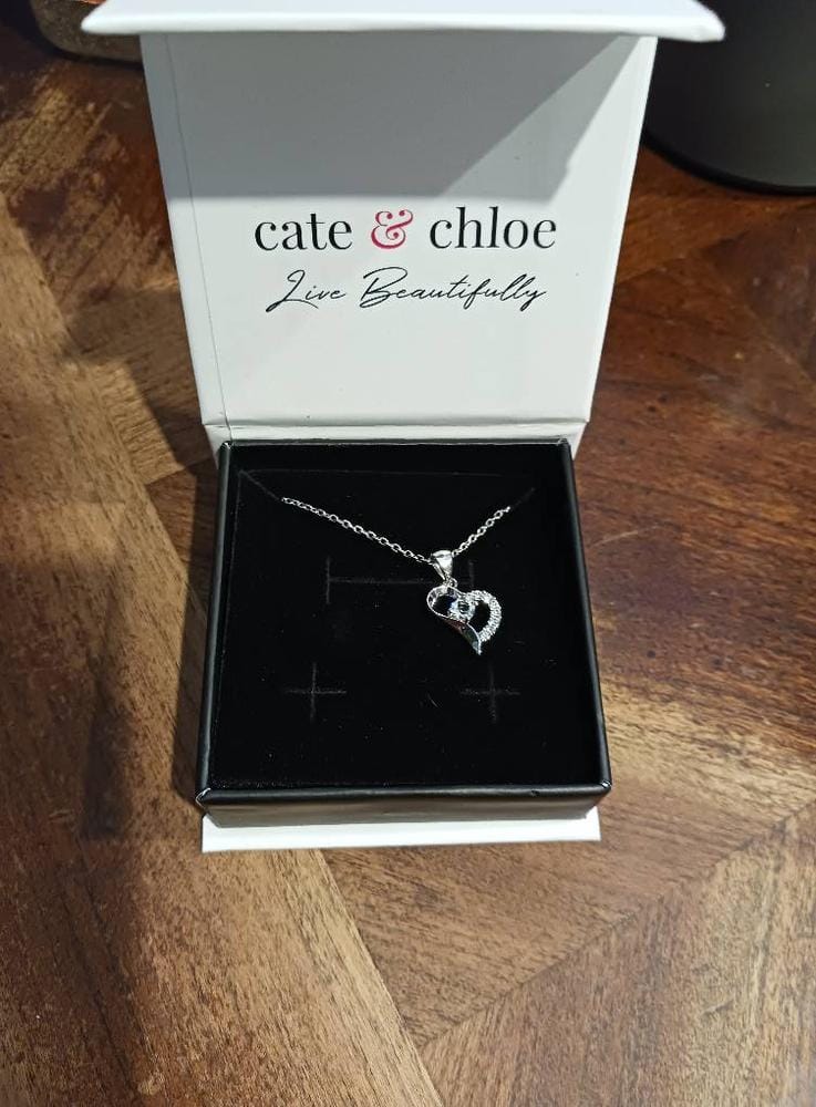 Customer photo review of Cecilia 18k White Gold Plated Heart Pendant Necklace with Swarovski Crystals