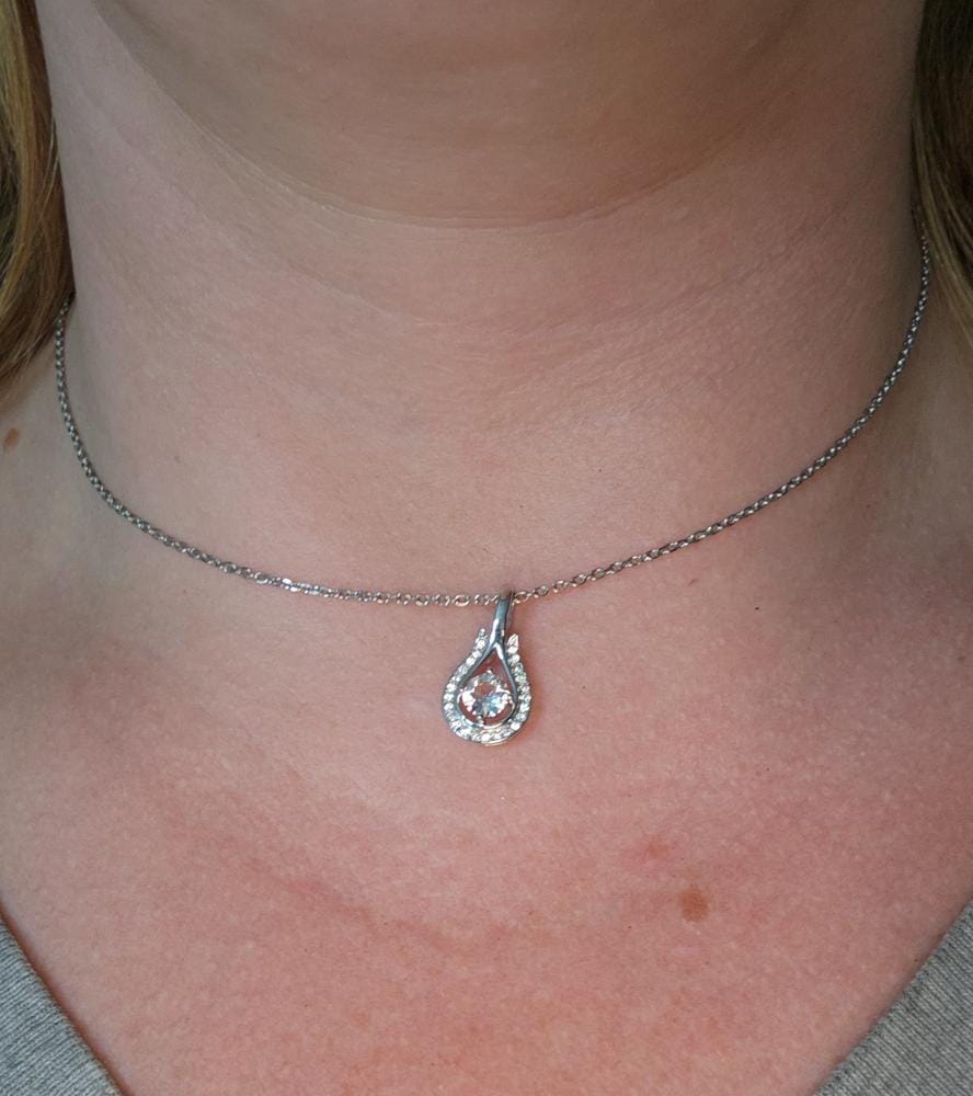 Customer photo review of Bernadette 18k White Gold Plated Tear drop Necklace with Swarovski Crystals